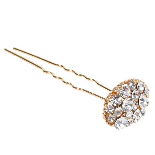 Haarspeld bruiloft goud met strass 7cm 9st