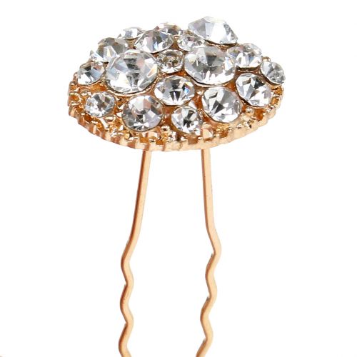Floristik24 Haarspeld bruiloft goud met strass 7cm 9st