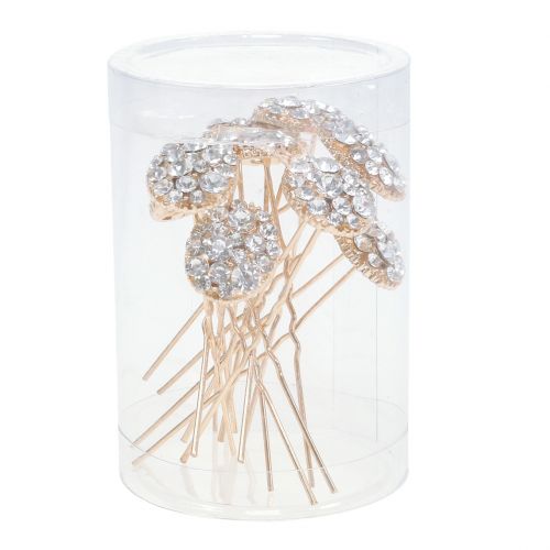 Floristik24 Haarspeld bruiloft goud met strass 7cm 9st