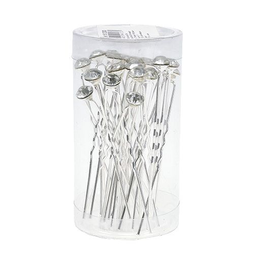 Floristik24 Diamantnaalden bruiloft zilver Ø8mm L7cm 20 st