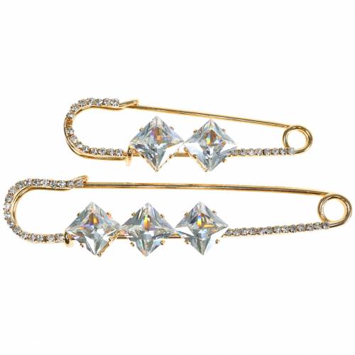 Veiligheidsspeld sieraden pin diamant goud 2st