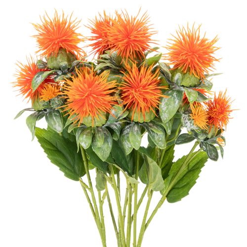 Kunstmatige oranje saffloer als kunstbloem voor vazen en decoratie, 55 cm, 4 stuks