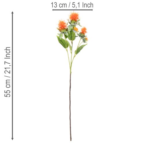 Kunstmatige oranje saffloer als kunstbloem voor vazen en decoratie, 55 cm, 4 stuks | Floristik24.nl