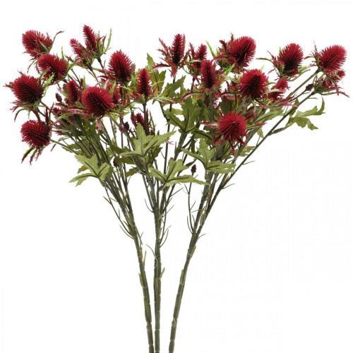 Floristik24 Distel Kunstbloem Rood Bordeaux 10 Bloemhoofdjes 68cm 3st