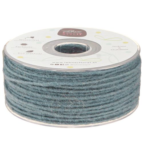 Floristik24 Lontdraad wollen koord viltkoord blauw grijs Ø3mm 100m