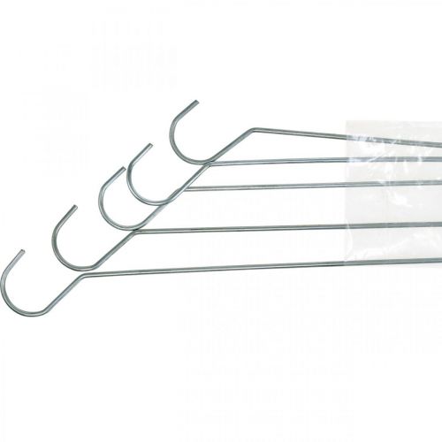 Artikel Metalen haak, dubbele haak zilver S L20cm 5st
