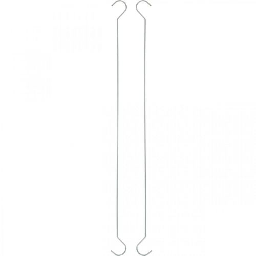 Floristik24 Metalen haak, dubbele haak zilver XL L40cm 5st