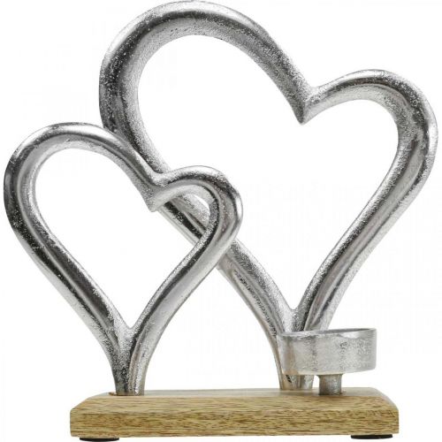 Artikel Theelichthouder hart metaal decoratie tafeldecoratie hout 22cm