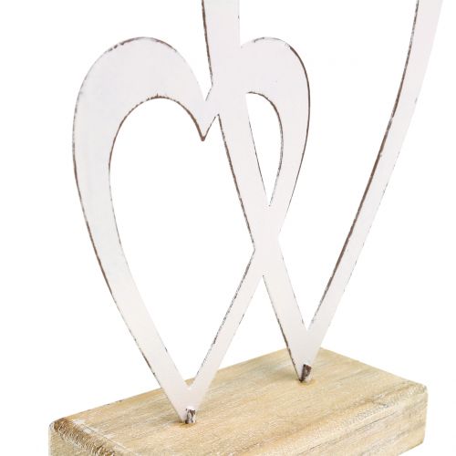 Floristik24 Dubbel hart wit op voet H18cm