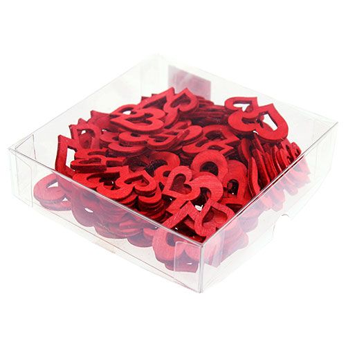 Floristik24 Houten dubbele harten om te strooien 4cm rood 72 st