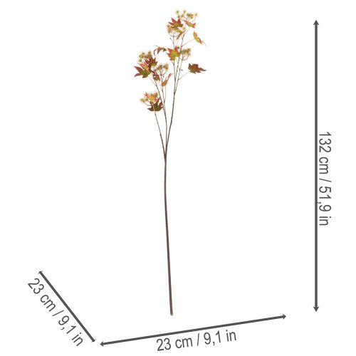 Kunstmatige herfsttak van een amberboom met bladeren en vruchtentrossen, 132 cm | Floristik24.nl