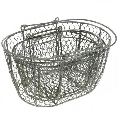 Artikel Draadmand, Paasmand, decoratieve mand metaal L32/28.5/25cm set van 3