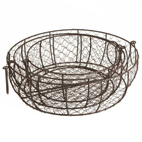 Floristik24 Draadmand Kom met Handvat Bruin Ø35/30/25cm Set van 3