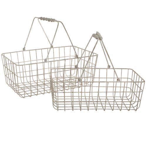 Floristik24 Draadmand met handgrepen grijs 34×20,5cm / 38×24,5cm set van 2 stuks