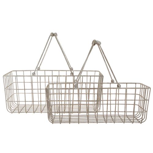 Artikel Draadmand met handgrepen grijs 34×20,5cm / 38×24,5cm set van 2 stuks