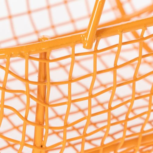 Artikel Draadmandje met houten handvat. Praktisch ontwerp. Ideaal voor lentedecoratie, thuis en op kantoor. 17 cm, 6 stuks.