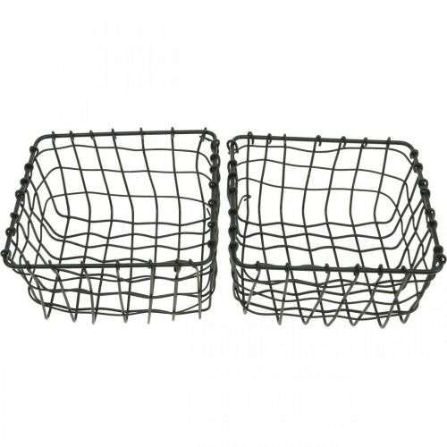 Floristik24 Opbergmand, mand voor opplant, mini draadmand vierkant 12 × 12cm 2st