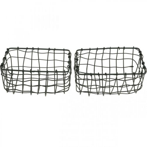 Floristik24 Mini draadmand, metalen decoratie, rechthoekige plantenmand L13cm H6.5cm 2st
