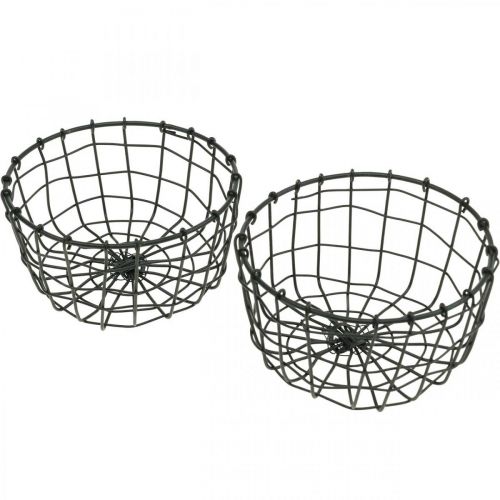 Floristik24 Mand voor opplant, mini draadmand, ronde plantmand Ø12cm H6.5cm 2st