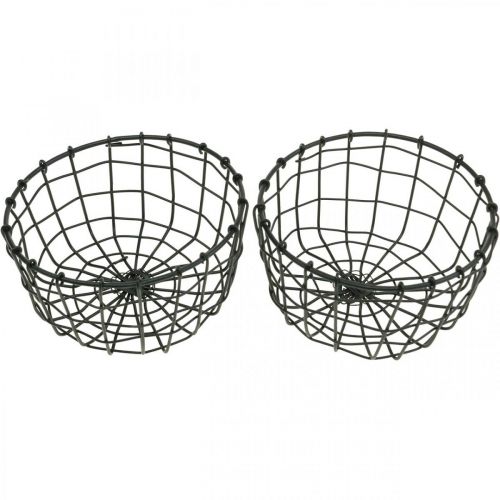 Floristik24 Mand voor opplant, mini draadmand, ronde plantmand Ø12cm H6.5cm 2st