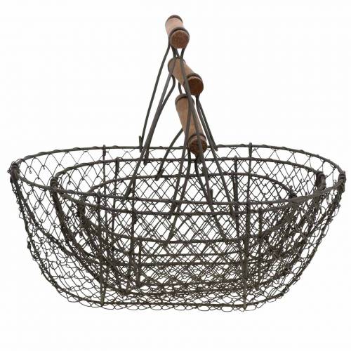 Artikel Draadmand met beugel bruin metaal 20/25 / 30cm, set van 3