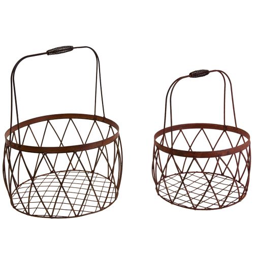Artikel Draadmand draadmand met handvat tuindecoratie roest Ø25/20cm set van 2