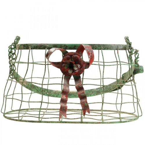 Floristik24 Handvattas, metalen mand, draadplanter, plantenmand L28.5cm H33cm