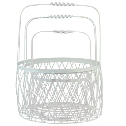 Artikel Draadmand met handvat mand wit metaal Ø25/30/35cm set van 3