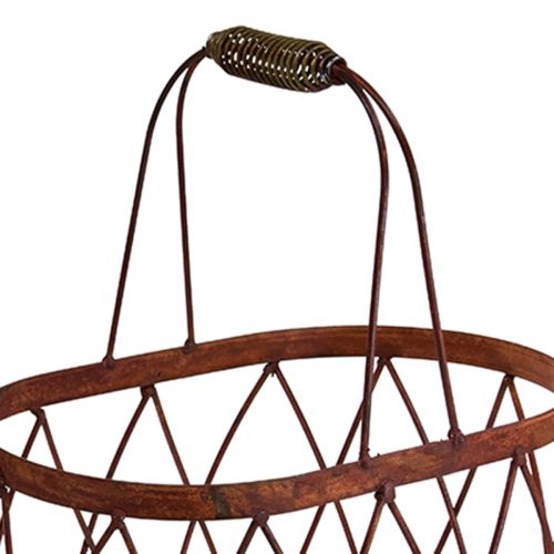 Artikel Draadmand ovale draadmand met handvat tuindecoratie roest 30/25cm set van 2
