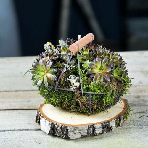 Floristik24 Draadmand ovaal met handvat grijs 17×11cm H15cm 2 stuks