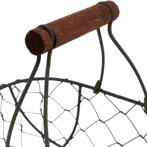 Floristik24 Draadmand ovaal met handvat grijs 17×11cm H15cm 2 stuks