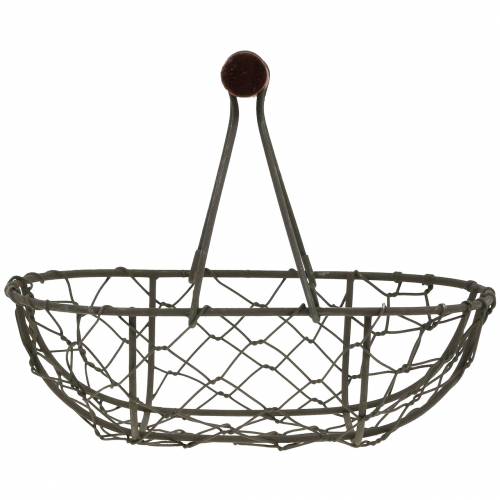 Artikel Draadmand ovaal met handvat grijs 17×11cm H15cm 2 stuks