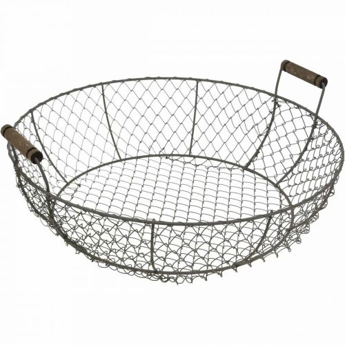 Floristik24 Draadmand rond met handvatten mand grijsbruin Ø32/36/40cm set van 3