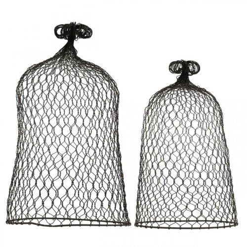 Floristik24 Decoratieve bel van metaal, klimhulp, draadkap bruin, patina H50/41cm Ø30/25cm, set van 2