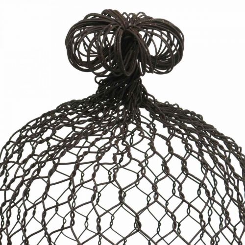 Floristik24 Decoratieve bel van metaal, klimhulp, draadkap bruin, patina H50/41cm Ø30/25cm, set van 2