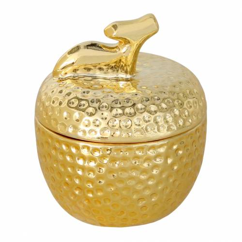 Floristik24 Geurkaars &quot;Spiced Apple&quot; in appel sieradendoosje goud Ø7.2cm H8.5cm