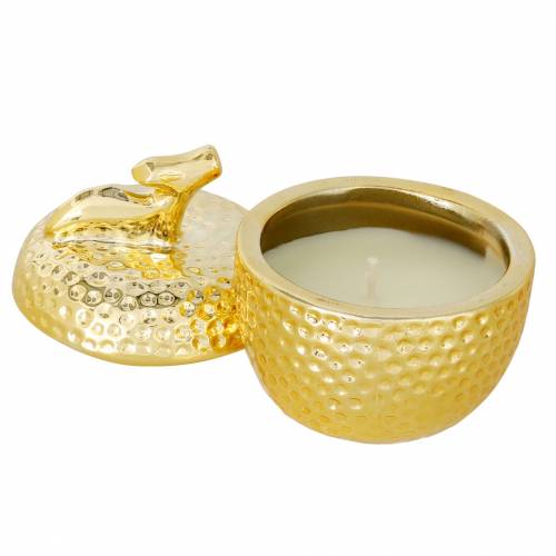 Floristik24 Geurkaars &quot;Spiced Apple&quot; in appel sieradendoosje goud Ø7.2cm H8.5cm