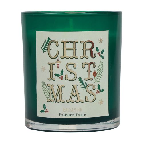 Floristik24 Geurkaars Kerstgeurkaars in een glas groene balsemspar Ø8cm