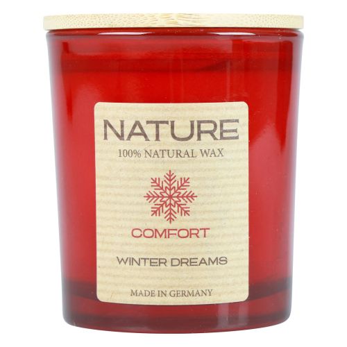 Geurkaars in een glazen natuurlijke waskaars Winter Dreams 85×70mm