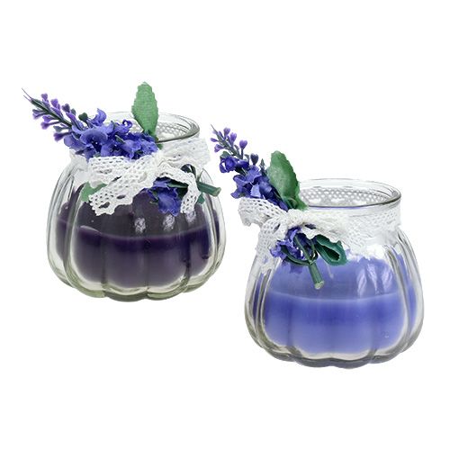 Floristik24 Geurkaarsen lavendel in een glas Ø7cm H7cm 2st