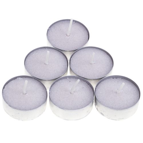 Artikel Geurkaarsen lavendel mimosa, waxinelichtjes geparfumeerd Ø3,5cm H1,5cm 18 stuks