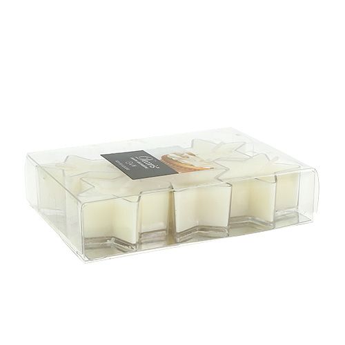 Floristik24 Geparfumeerde theelichtcreme stervormig Ø4cm 6st