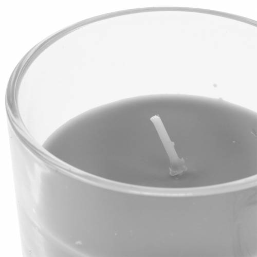 Artikel Geurkaars in een glas vanille grijs Ø8cm H10.5cm