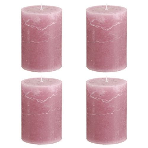 Artikel Effen stompkaarsen roze oudroze 70x100mm 4 st