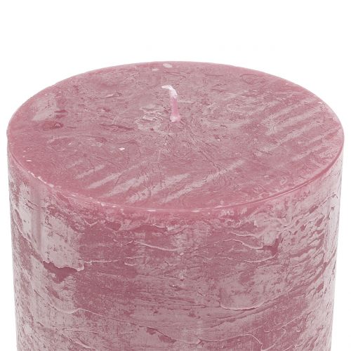 Artikel Effen gekleurde kaarsen antiek roze 50x100mm 4st
