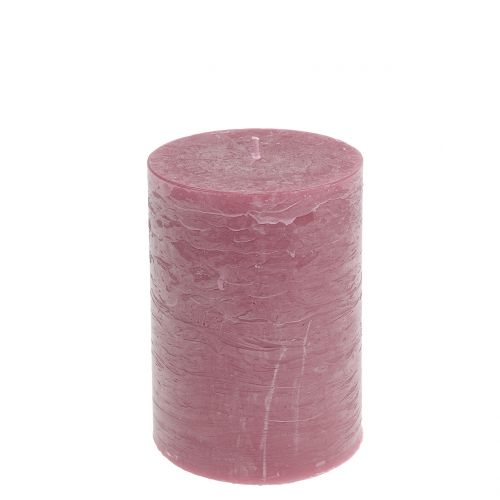 Effen gekleurde kaarsen antiek roze 85x120mm 2st