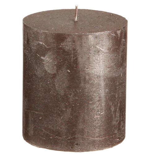 Artikel Effen kaarsen bruin koper metallic 70×80mm 4 st