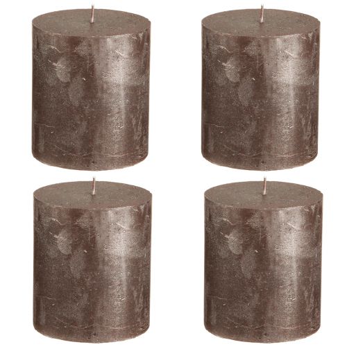 Artikel Effen kaarsen bruin koper metallic 70×80mm 4 st