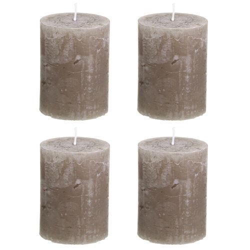 Artikel Effen gekleurde kaarsen bruine stompkaarsen 60×80mm 4 st