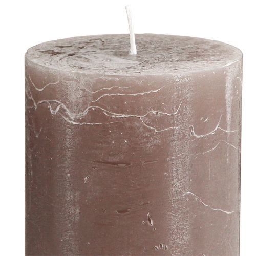 Artikel Effen gekleurde kaarsen bruine stompkaarsen 70×120mm 4 st